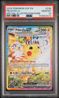 2024 POKEMON SSP EN-SURGING SPARKS SPECIAL ILLUSTRATION RARE PIKACHU EX PSA 10 - Image 1