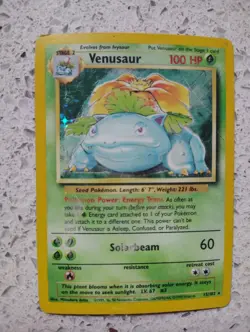 Damaged Pokemon Venusaur 15/102 Base Set Holo Rare 100 HP English 1999 - Image 1