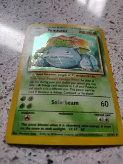 Damaged Pokemon Venusaur 15/102 Base Set Holo Rare 100 HP English 1999 - Image 2