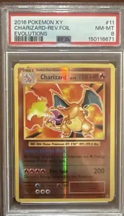 Pokemon XY Evolutions 2016 #11 Charizard-Rev.Foil PSA 8 - Image 1