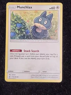 Munchlax 173/236 Pokemon Unified Minds Uncommon Card, 2019, VG-EX - Image 1