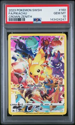 2023 POKEMON SWORD & SHIELD CROWN ZENITH #160 FULL ART/PIKACHU PSA 10 - Image 1
