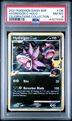 2021 POKEMON SWSH PROMO CELEBRATIONS COLLECTION #138 HYDREIGON C-HOLO PSA 8 - Image 1