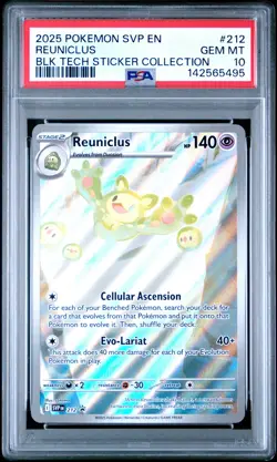 2025 POKEMON SVP PROMO BLACK BOLT TECH STICKER COLLECTION #212 REUNICLUS PSA 10 - Image 1
