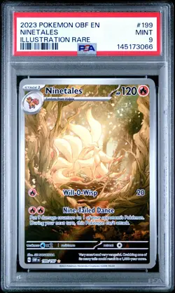 2023 POKEMON OBF EN-OBSIDIAN FLAMES ILLUSTRATION RARE #199 NINETALES PSA 9 - Image 1