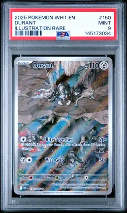 2025 POKEMON WHT EN-WHITE FLARE ILLUSTRATION RARE #150 DURANT PSA 9 - Image 1