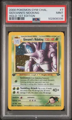 2000 POKEMON GYM CHALLENGE HOLO-1ST ED #7 GIOVANNI'S NIDOKING PSA 9 - Image 1