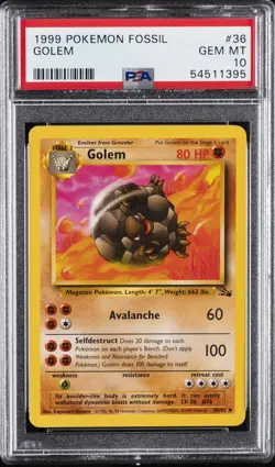 1999 POKEMON FOSSIL #36 GOLEM PSA 10 - Image 1
