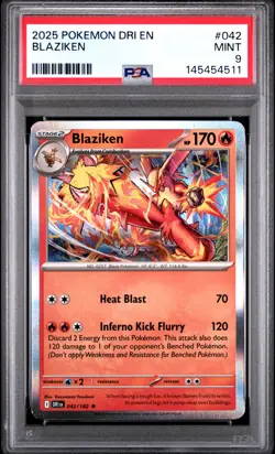 2025 POKEMON DRI EN-DESTINED RIVALS #042 BLAZIKEN PSA 9 - Image 1