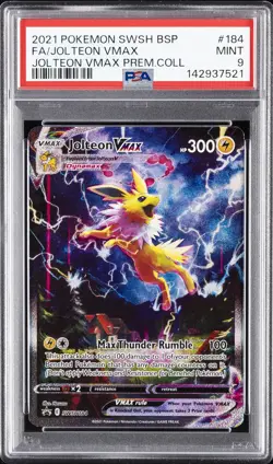 2021 POKEMON SWSH BLACK STAR PROMO #184 FULL ART/JOLTEON VMAX PSA 9 - Image 1