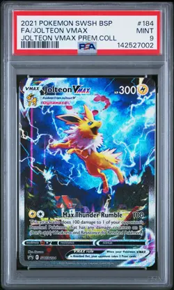 2021 POKEMON SWSH VMAX PREMIUM COLLECTION #184 FULL ART/JOLTEON VMAX PSA 9 - Image 1
