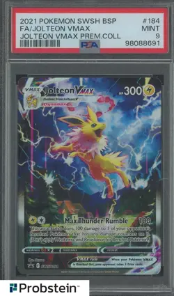 2021 Pokemon SWSH BSP Premium Collection #184 FA Jolteon VMAX PSA 9 MINT - Image 1