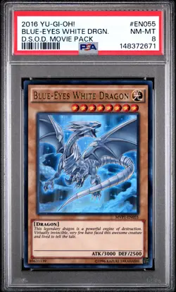 2016 YU-GI-OH! THE DARK SIDE OF DIMENSIONS #EN055 BLUE-EYES WHITE DRAGON PSA 8 - Image 1