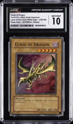2002 YU-GI-OH! NORTH AMERICAN #LOB-066 CURSE OF DRAGON CGC 10 GEM MINT - Image 1
