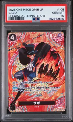 2026 ONE PIECE JPN ADVENTURE ON KAMI'S ISLAND SPECIAL ALT ART #105 SABO PSA 10 - Image 1