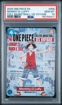 2026 ONE PIECE PROMOS COLLEGE BASKETBALL: US VOYAGE MONKEY D. LUFFY PSA 10 - Image 1