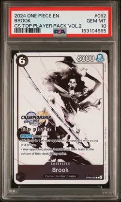 2024 ONE PIECE CHAMPIONSHIP 2024 TOP PLAYER PACK VOL.2 #092 BROOK PSA 10 - Image 1