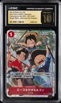 2025 ONE PIECE CARRYING ON HIS WILL ALT ART ACE & SABO & LUFFY CGC 10 PRISTINE - Image 1