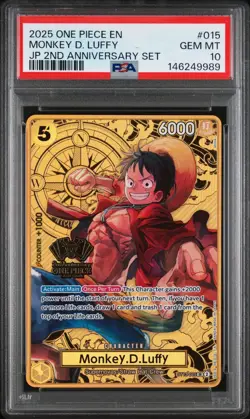 2025 ONE PIECE JAPANESE 2ND ANNIVERSARY SET #015 MONKEY D. LUFFY PSA 10 - Image 3