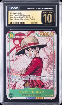 2025 ONE PIECE JPN CARRYING ON HIS WILL SR AA MONKEY D. LUFFY CGC 10 PRISTINE - Image 1