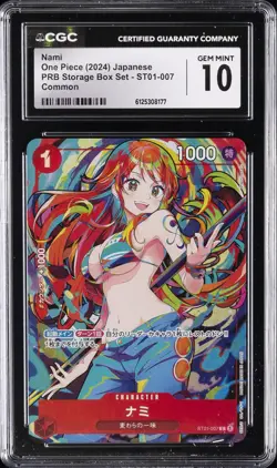 2024 ONE PIECE JPN PRB STORAGE BOX SET COMMON #ST01-007 NAMI CGC 10 GEM MINT - Image 1
