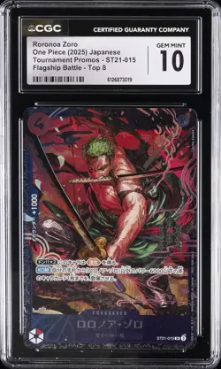 2025 ONE PIECE JAPANESE TOURNAMENT PROMOS #ST21-015 RORONOA ZORO CGC 10 GEM MINT - Image 1