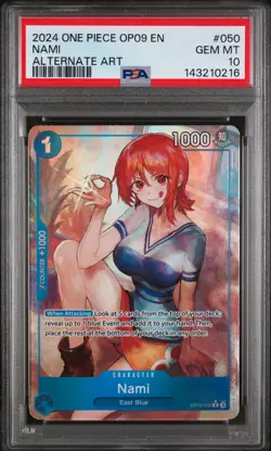2024 ONE PIECE OP09-EMPERORS IN THE NEW WORLD ALTERNATE ART #050 NAMI PSA 10 - Image 1