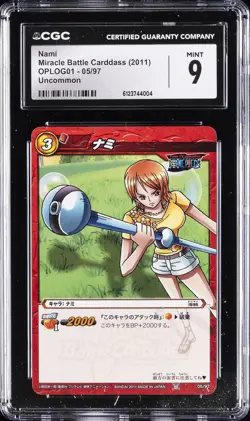 2011 ONE PIECE JPN MIRACLE BATTLE CARDDASS UNCOMMON #05 NAMI CGC 9 - Image 1