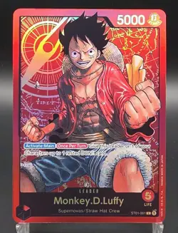 One Piece CCG Monkey.D.Luffy ST01-001 Leader Foil 5000 Power English - Image 1