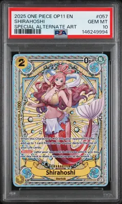 2025 ONE PIECE OP11-A FIST OF DIVINE SPEED 057 SHIRAHOSHI SPECIAL ALT ART PSA 10 - Image 3