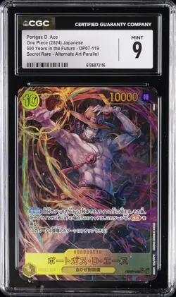2024 ONE PIECE JPN 500 YEARS THE FUTURE SECRET RARE ALT ART PORTGAS D. ACE CGC 9 - Image 1