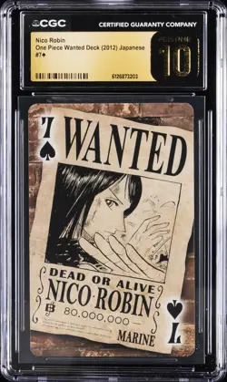 2012 ONE PIECE JPN WANTED DECK 7 OF SPADES NICO ROBIN CGC 10 PRISTINE - Image 1