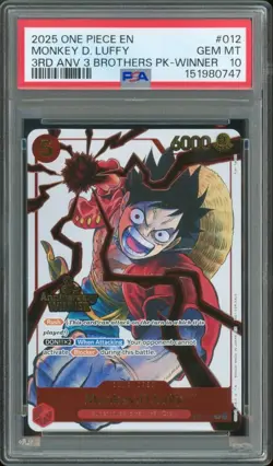 2025 ONE PIECE 3RD ANV TOURNAMENT 3 BROTHERS PACK WINNER MONKEY D. LUFFY PSA 10 - Image 1