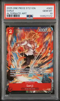 2025 ONE PIECE STARTER DECK ST21-EX GEAR 5 ALTERNATE ART #003 SANJI PSA 10 - Image 1