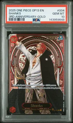 2025 ONE PIECE OP13-CARRYING ON HIS WILL 3RD ANNIVERSARY-GOLD SHANKS PSA 10 - Image 1