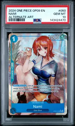2024 ONE PIECE OP09-EMPERORS IN THE NEW WORLD ALTERNATE ART #050 NAMI PSA 10 - Image 1
