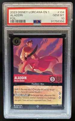 2023 Disney Lorcana Aladdin - Heroic Outlaw Foil #104/204 PSA 10 - Image 1