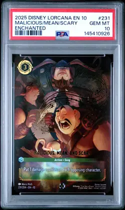 2025 DISNEY LORCANA WHISPERS IN THE WELL ENCHANTED MALICIOUS/MEAN/SCARY PSA 10 - Image 1