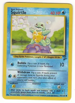POKEMON SQUIRTLE 93/130 BASE 2 SET CARD - LOOK !!!! - Image 1