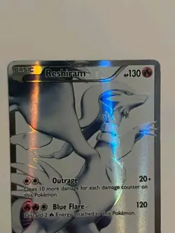 Reshiram 113/114 Full Art Pokemon Card, LP - MP, Black & White Ultra Rare - Image 3