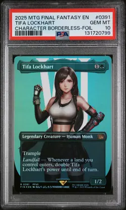 2025 MTG FINAL FANTASY CHARACTER BORDERLESS-FOIL #0391 TIFA LOCKHART PSA 10 - Image 1
