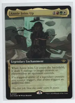 MAGIC THE GATHERING MTG OUTLAWS OF THUNDER JUNCTION ANNIE JOINS UP EXTENDED FOIL - Image 1