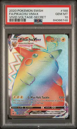 2020 POKEMON SWORD & SHIELD VIVID VOLTAGE SECRET FULL ART/PIKACHU VMAX PSA 10 - Image 1