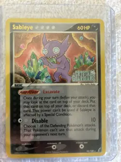 Pokemon Sableye Crystal Guardians Reverse Holo Rare 10/100 Basic 2006 STAMPED - Image 4