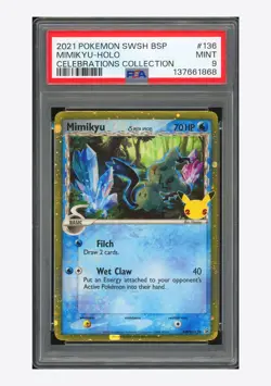 Pokemon PSA 9 Mimikyu Holo 2021 SWSH136 Celebrations Collection English - Image 1
