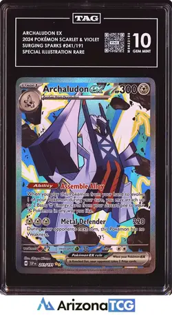 Pokemon 2024 Archaludon ex 241/191 SIR Surging Sparks GEM MINT TAG 10 - Image 1