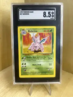 SGC 8.5 Pokemon 1999 Shadowless Base Set 1st Edition!! Nidorino 37/102 - Image 1