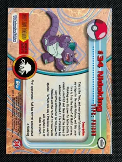 Nidoking #34 Rainbow Holo Rainbow Topps Trading Cards Series 1 Pokemon LP - Image 2