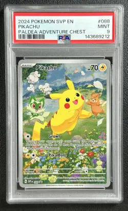 PIKACHU PSA 9 2024 POKEMON SVP EN #088 PALDEA ADVENTURE CHEST 9212 - Image 1