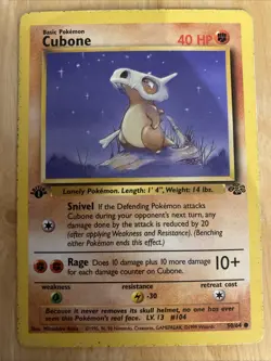 Pokemon TCG Cubone Jungle Card 50/64 Common 1st Edition - Image 1